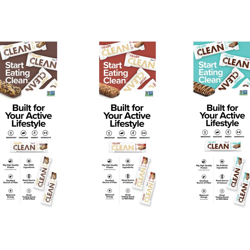 Ready Clean Protein Bars, Variety pack, Chocolate Peanut Butter, Chocolate