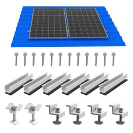 Solar Panel Mounting Brackets, Roof Mount Kit, Rails and Clamps Included for Thickness 1.18”-1.38”,2pcs in A Row Assembly on Tin, Flat and Sheet Rooftop, Aluminum Alloy