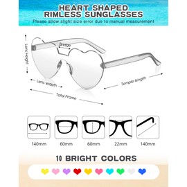 Frienda 20 Pairs Heart Shaped Sunglasses Rimless Candy Color Glasses for Women Men Party Favor(Funny Colors)