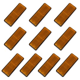 FajerminArt 10 Pack Amber Reflector Orange Self Adhesive All Plastic 3.46'' Rectangle Reflectors Amber for Mailbox, Motobike, Trailers, Trucks, Boats, Suv's, RV's