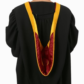 Cappe Diem Master of Science Graduate Hood – Golden Yellow | M.S. Academic Regalia for Master’s Cap & Gown Ceremony, Physics, Math, and More (Scarlet Red & Gold)
