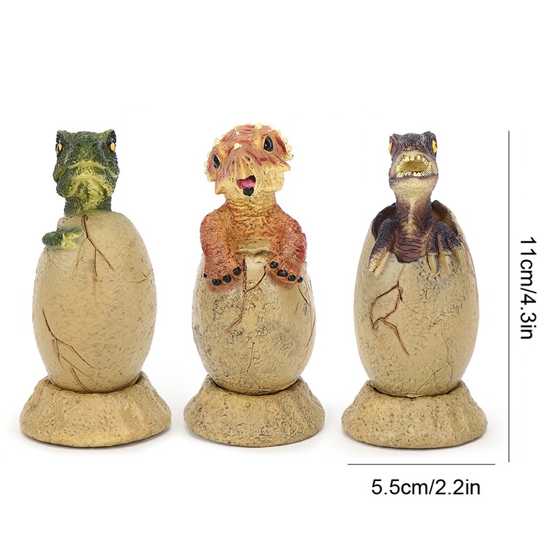 3PCS Cute Hatching Growing Dinosaur Eggs Model with Base for