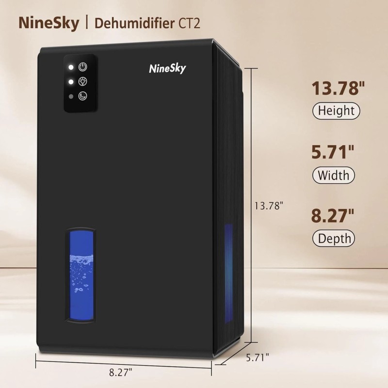 NineSky 1000 Sq Ft Dehumidifier 3L 95oz Medium Large Room