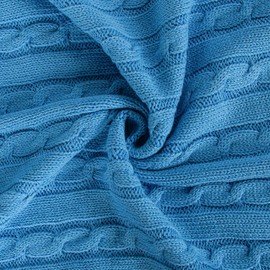 NTBAY 100% Pure Cotton Cable Knit Toddler Blanket, Super Soft Warm Breathable 30x40 Baby Blanket for Crib, Stroller, Nursery, Travel, Newborn, 30x40 Inches, Azure Blue