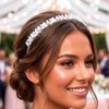 Campsis Rhinestone Headband Silver Pearl Hair Accessories Crystal Bride Hair