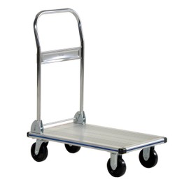 Vestil AFT-30-NM Aluminum Folding Platform Truck with Single Handle and 4" Non-Marking Polyurethane Casters, 400 lbs Capacity, 30" Length x 18-1/2" Width x 6-5/16" Height