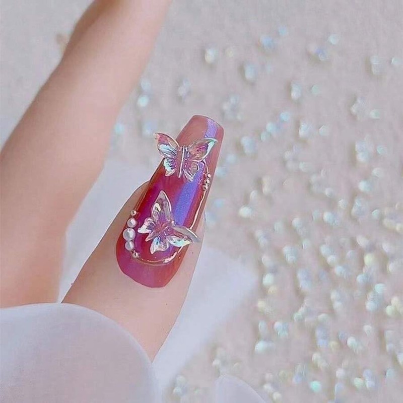 20PCS Butterfly Nail Charms for Acrylic Nails 3D Resin Aurora