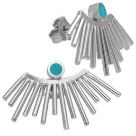 Handmade geschenk für Sie 925 Sterling Silber türkisfarbene Emaille-Ohrringe Ohrstecker, zierliche böser blick Ohrringe für Frauen, minimalistische, ungewöhnliche Spike-Ohrringe