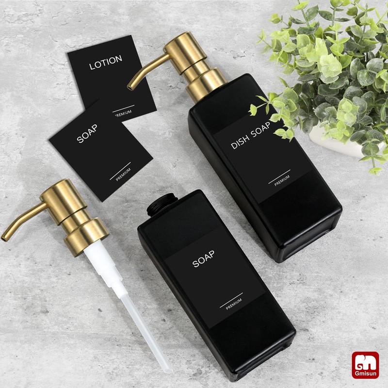 GMISUN Gold Soap Dispenser, Black Soap Dispenser Bathroom with Stainless
