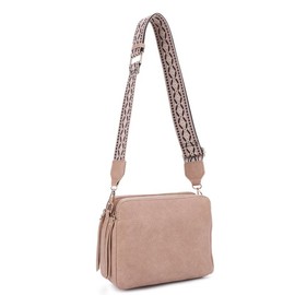 SG SUGU Andrea Triple Compartment Shoulder Bag with Detachable Adjustable Strap:_COGNAC