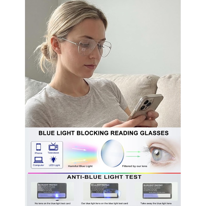 +3.5 Oversized Bifocal Reading Glasses for Women Men - Aviator