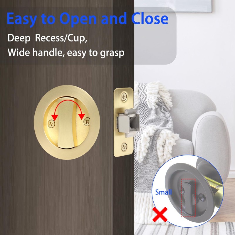 Dontay Pocket Door Lock with Key, Contemporary Entrance Sliding Barn