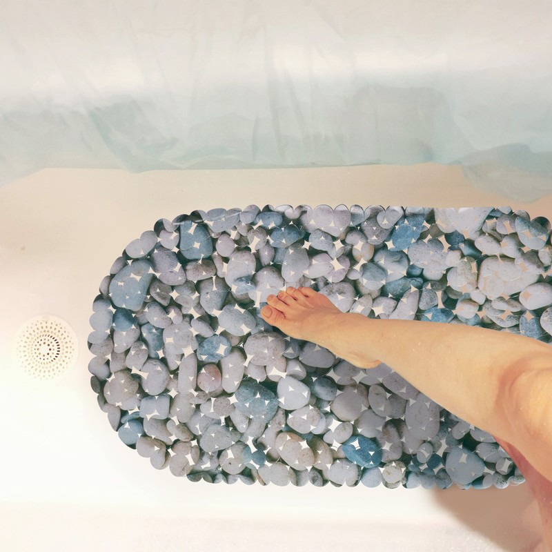 Relaxdays Bath Mat in Stone Look, Non-Slip Bath Mat with