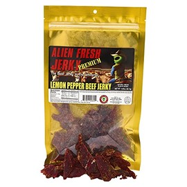 Alien Fresh Jerky - Classic - Lemon Pepper Beef Jerky - Premium Beef - Low Calorie Snack - The Best Jerky In The Universe - 3.25 OZ - Made In USA