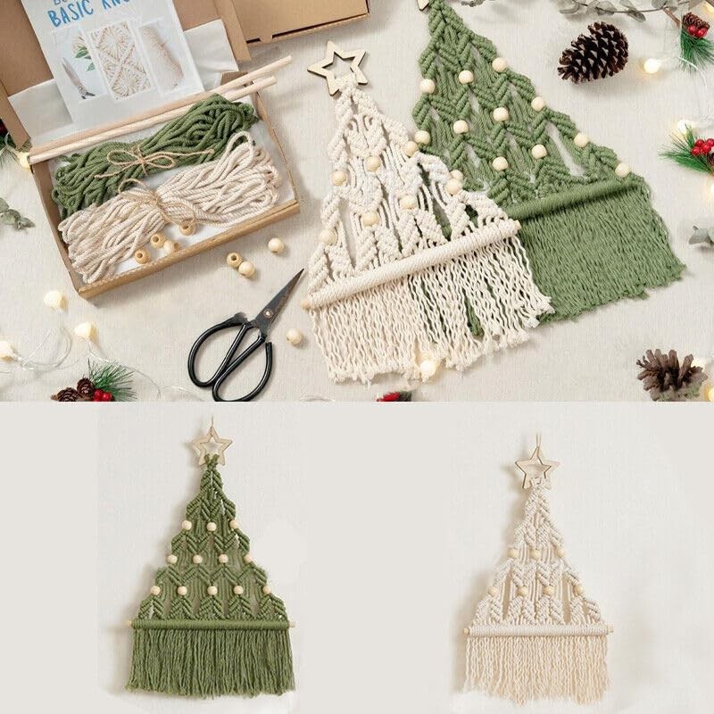 ACESOME 2PCS Macrame Tree Kit, Christmas Tree Macrame DIY Weaving