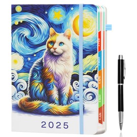 2025 Daily Planner A5,Week to View Colorful Weekly,Appointment Book with Pen,Business for Home Office School,Make Lists & Take Notes (Cats)