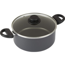 GoodCook Everyday Nonstick Dutch Oven with Lid, 4.7 Quart, Black, Aluminum Base for Even Heating, Tempered Glass Lid, Ergonomic Flame Guard Handles, Easy to Clean, Ideal for Soups and Stews