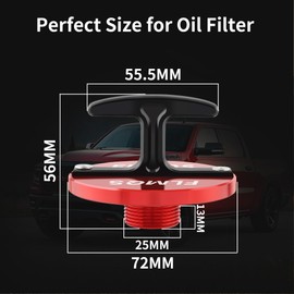 FLMQS Oil Filter Plug Tool, Aluminum Alloy Oil Filter Plug Cap Off Tool For Dodge Ram 2500, 3500, 4500, 5500 Cummins Turbo Diesel 5.7L 5.9L 6.4L 6.7L MO285 05083285AA Car Accessories-Red