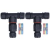 2Pcs 3 Way Junction Box Waterproof T Shape Cord Connector