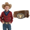 FORTMAC Kids Western Cowboy Belt for Boys Girls–Adjustable Embossed Leather