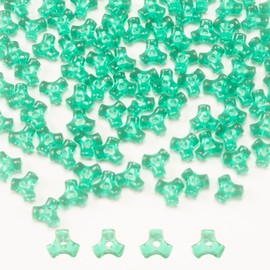 1300 Pcs Acrylic 10mm Plastic 3-Sided Kandi Tri Beads Tri-Shaped Beads Bone Beads Bulk for Wreath Candy Cane Beads Rainbow Holiday Tree Decorations Bead Ornament Jewelry Making Kit (Translucent green)