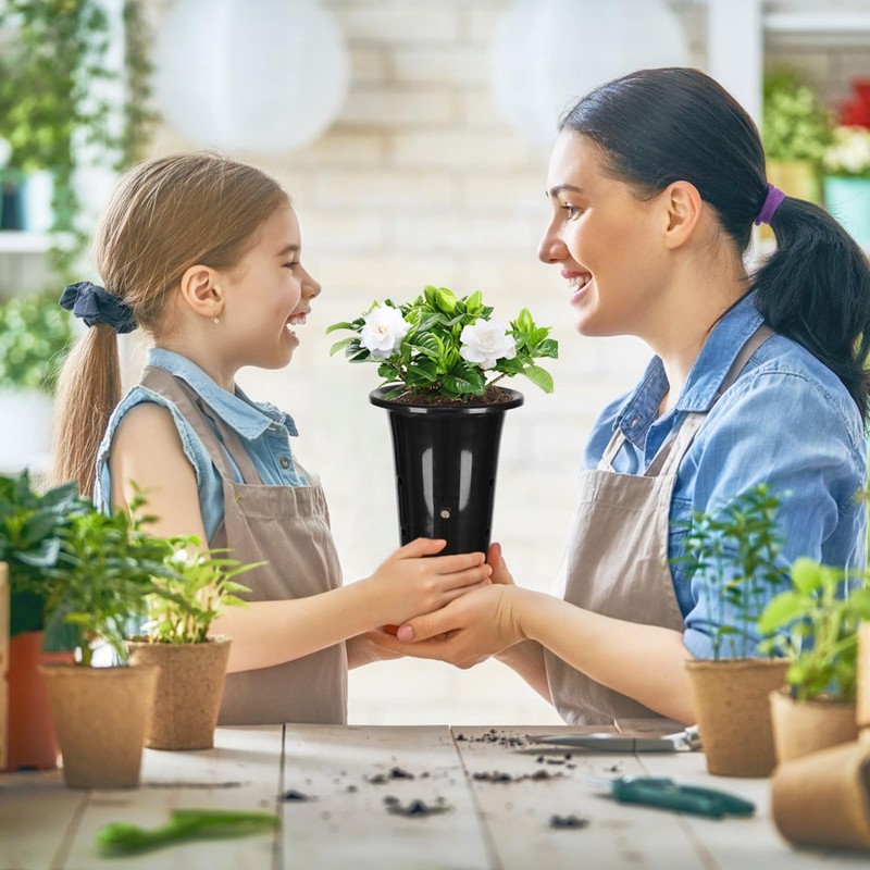 tchrules 15pcs Plastic Deep Plant Nursery Pots,8.66”Tall Tree Pots,Black Deep