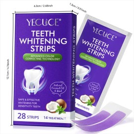 14 Pcs Teeth Whitening Strips – Purple Design for Yellow Teeth, Active Ingredients for Stain Removal & Enamel Protection, Teeth Brightening Strips