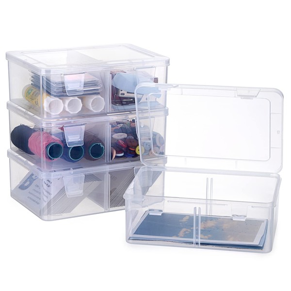 BTSKY 4 Pack Photo Storage Boxes for 4x6 Pictures Deep