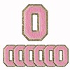 6 parches de felpilla rosa, letras bordadas, parches con purpurina,