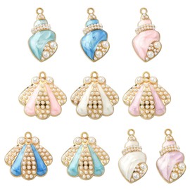 LiQunSweet 20 pcs 10 Styles Shell Theme Enamel Charms Marine Sea Beach Ocean Animal Charms for DIY Jewelry Bracelet Necklace Earring Keychain Craft Decorations