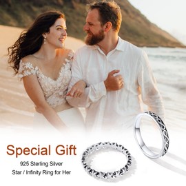 FOCALOOK 925 Silver Women's Celtic Ring Silver Men's Rings 925 Infinity Chain Olive Leaf Star Ring Silver Wedding Rings Engagement Ring Silver Jewellery Women's Ring Size 47 mm to 67 mm, Metal, No