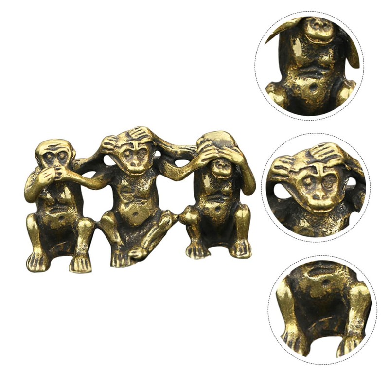 GRIRIW Pure Brass Ornament Office Table Decoration Charming Monkey Model