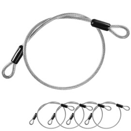 M METERXITY 5-Pack Security Cable Lock, 2FT 5mm PVC Coated Stainless Steel Luggage Lock Wire Rope with Double Loop for Travel/Gate/Bike, Cut-Resistant Braided Steel Cable [Transparent]