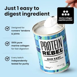 Marine Collagen Powder - No Aftertaste, 100 Servings of Pure Collagen - Hydrolysed Marine Collagen Supplements for Running Nutrition, Joints, Skin, Hair & Nails - Run Easy by Protein Rebel (100 Uses)