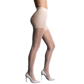 L'eggs Women's 360 Degree Contour Shaping Suiting Stripe Tights | Sheer Toe Pantyhose, Shaper Panty, Compression, Slimming, Stretch, Leg Shaping Fashion Stockings | Chalk, Size X-Large (Pack of 1)