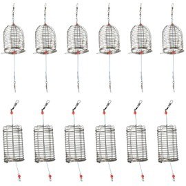 12 Pieces Fishing Feeder Basket, Stainless Steel Bait Cage, Carp Accessories, Feeder Basket, Metal Cage Shape, Feeding Spiral, Fishing Accessories, Feeder Basket for Fish Pond Carp Fishing Accessories