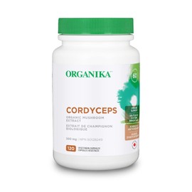 Organika Cordyceps Mushroom- Organic 500mg 4:1 Extract- Immune Support, Antioxidant Support- 120vcaps