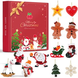 Sooez - Juego de 12 adornos de Navidad grandes, lindas decoraciones colgantes de resina para árbol de Navidad, cifras de hombre de pan de jengibre de