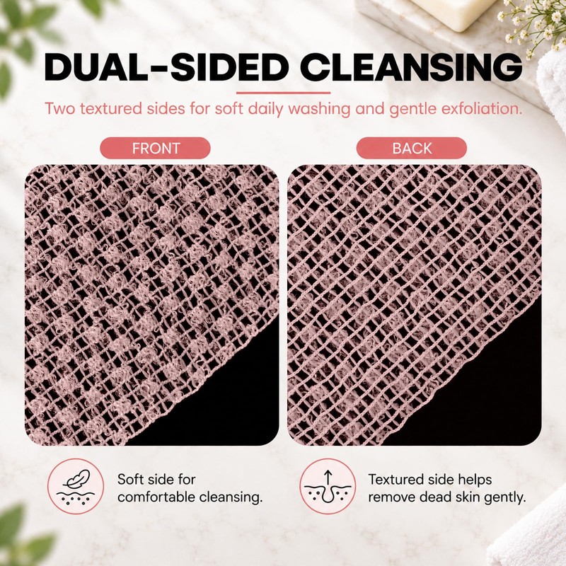 Japanese Exfoliating Towel, Extra Long Back Scrubber for Men Women