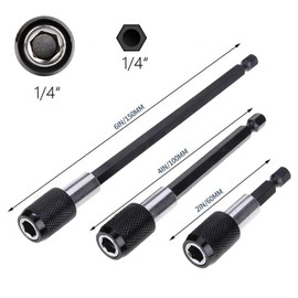 Bestgle 3 Pcs 1/4 Inch Hex Shank Dril Bit Extension Quick Release Magnetic Screwdriver Bit Holder Set, 60mm/ 100mm/ 150mm Length
