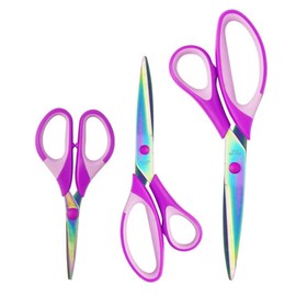 Color Titanium Scissors, Titanium Coated Sewing Scissors Set, Ultra Sharp Blade Comfort Grip Handle Stainless Steel Pinking Shears Multifunction Sewing Art Craft Cutting Tool Supplies for Home Office