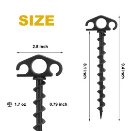 COBARYEN Tent Stakes Sand Stakes for Beach Tent 16 Pack Spiral Anchor Stakes 9.4 Inch Heavy Duty Screw Canopy Stakes for Camping, Hiking and More (16, Black)
