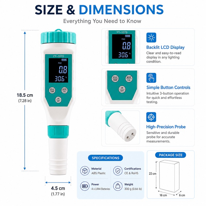 7-in-1 Digital Pool Water Tester for Maintenance – pH, Chlorine,