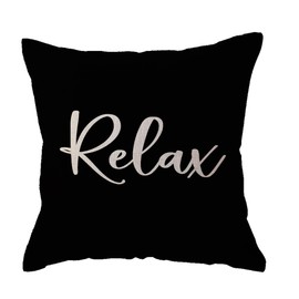 ULOVE LOVE YOURSELF Relax Throw Pillow Case 18×18 Inch Housewarming Gifts Farmhouse Black Decorative Cushion Cover for Sofa Beach Porch Bench Decor (18"×18", Black)