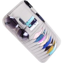 ORFOFE Organizador de Parasol para Coche Soporte para 8 Cds y Gafas de Sol, Accesorio de Piel PU Fácil de Instalar para Almacenamiento en Automóvil