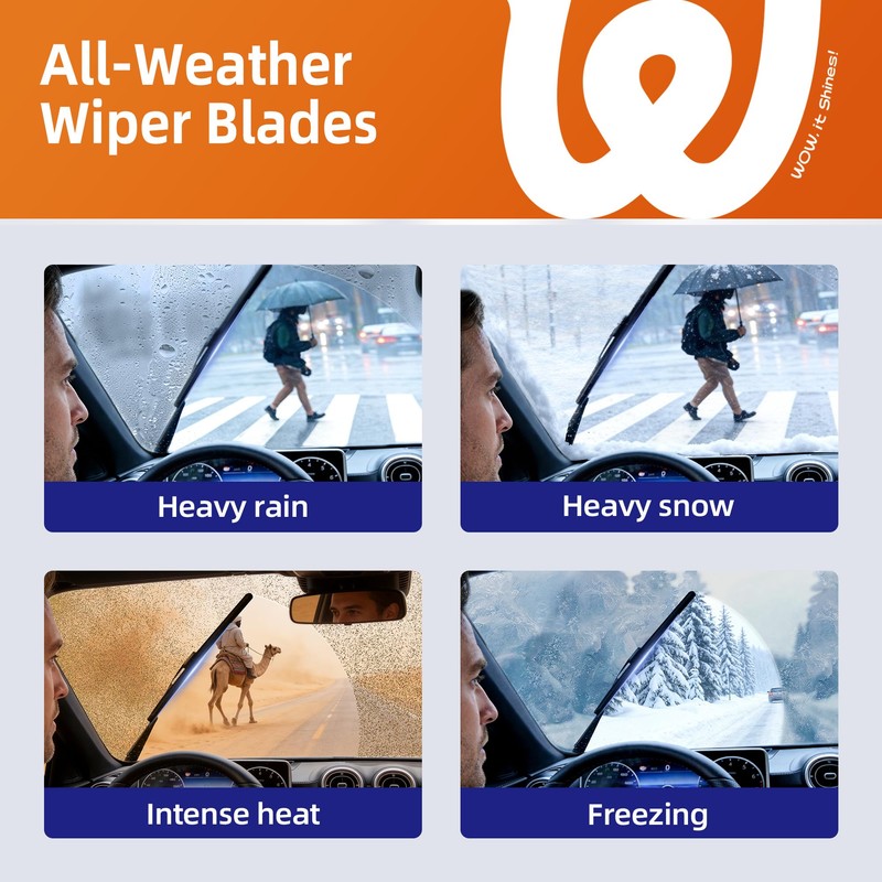 WOWIPER 24"+17" Windshield Wiper Blades with 13" Rear Wiper Replacement