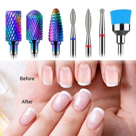 MelodySusie Tungsten Carbide Diamond Nail Drill Bits Set Professional Acrylic Nail File Drill Bit, Nail Art Tools for Manicure Pedicure Cuticle Gel Nail Polishing (7pcs)