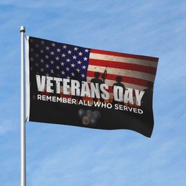 Happy Veterans Day Flag Honoring All Who Served Thank You Veteran Double Sided Flag 3x5 Ft Banner Outdoor Indoor Home Garden Decoration