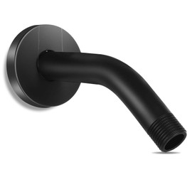 Shower Arm with Flange and Tape, 6 Inches 1/2 NPT Wall Mounted Shower Pipe Arm Extension, Matte Black Shower Arm, Shower Head Pipe from Wall, Suitable for Home Hotel Bathroom