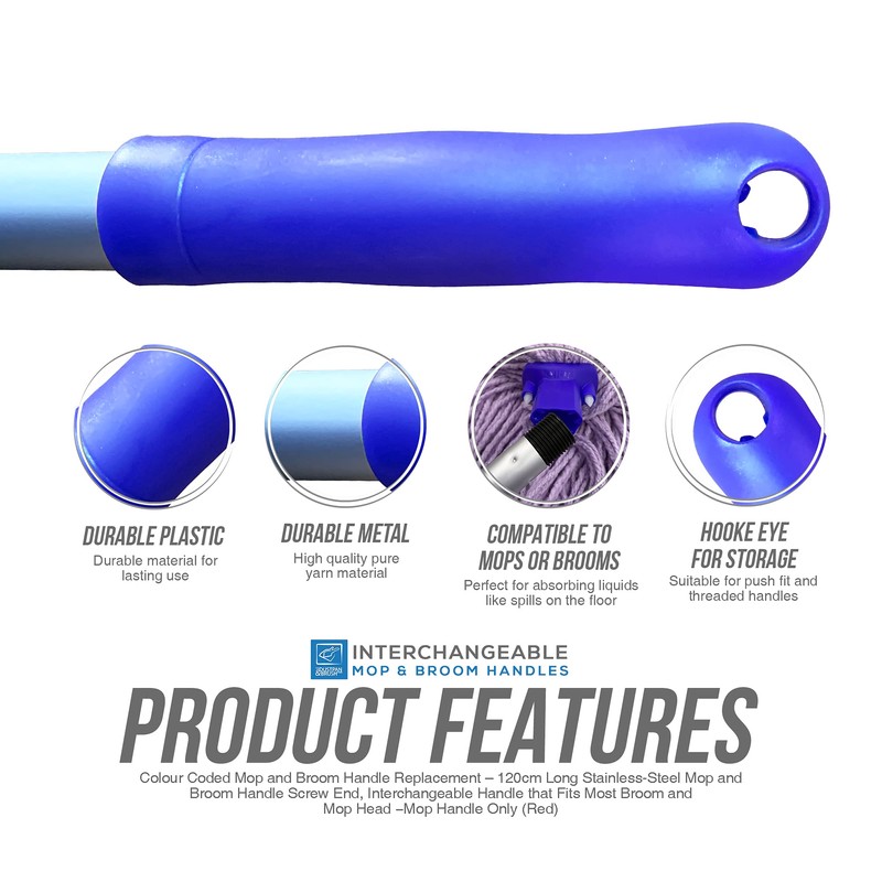 Colour Coded Mop and Broom Handle Replacement – 120cm Long